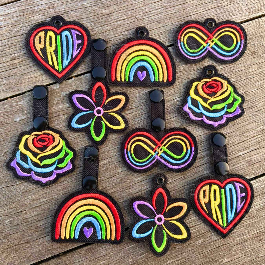 Rainbow pride ITH keychain embroidery design set No. 3