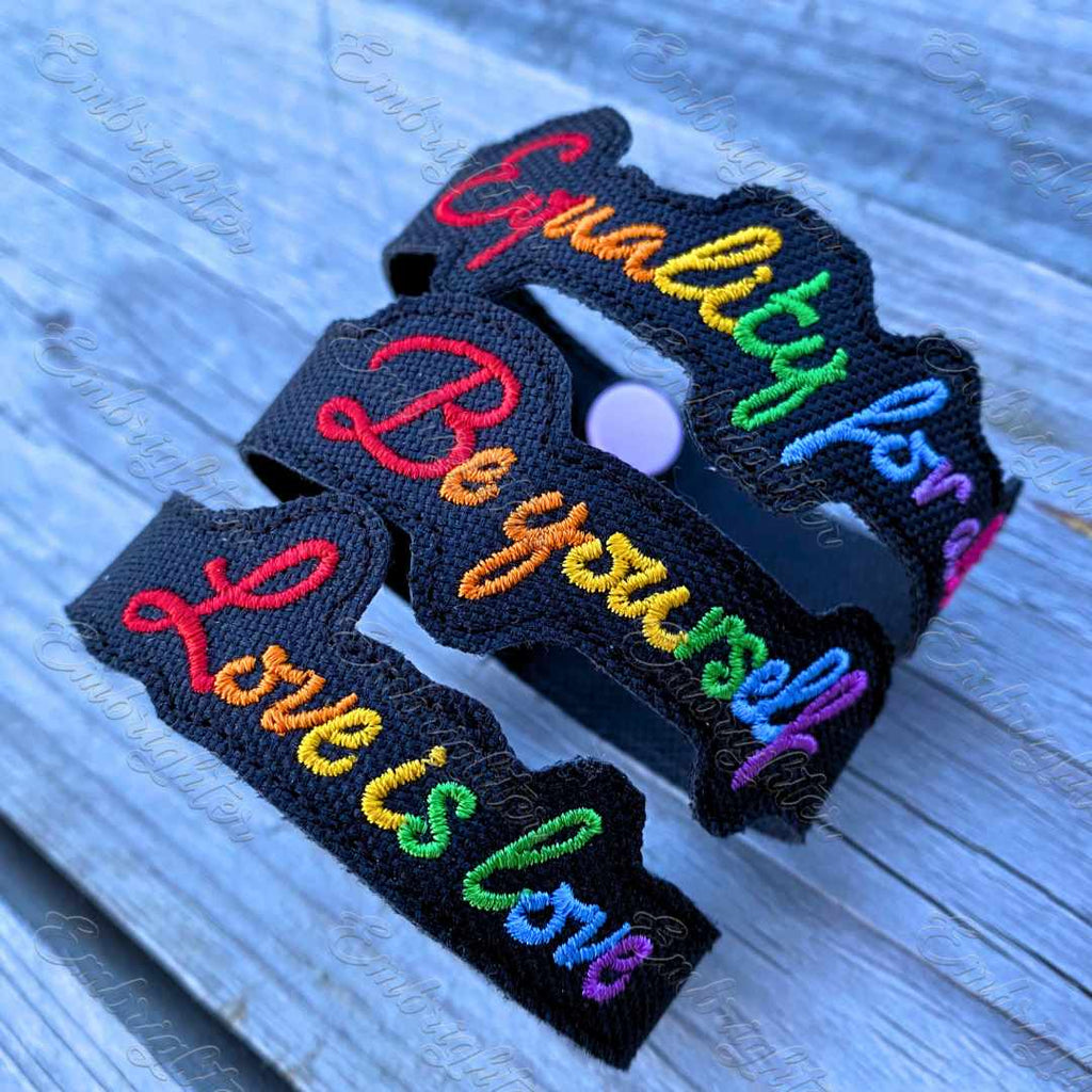 Rainbow pride ITH bracelet embroidery design set