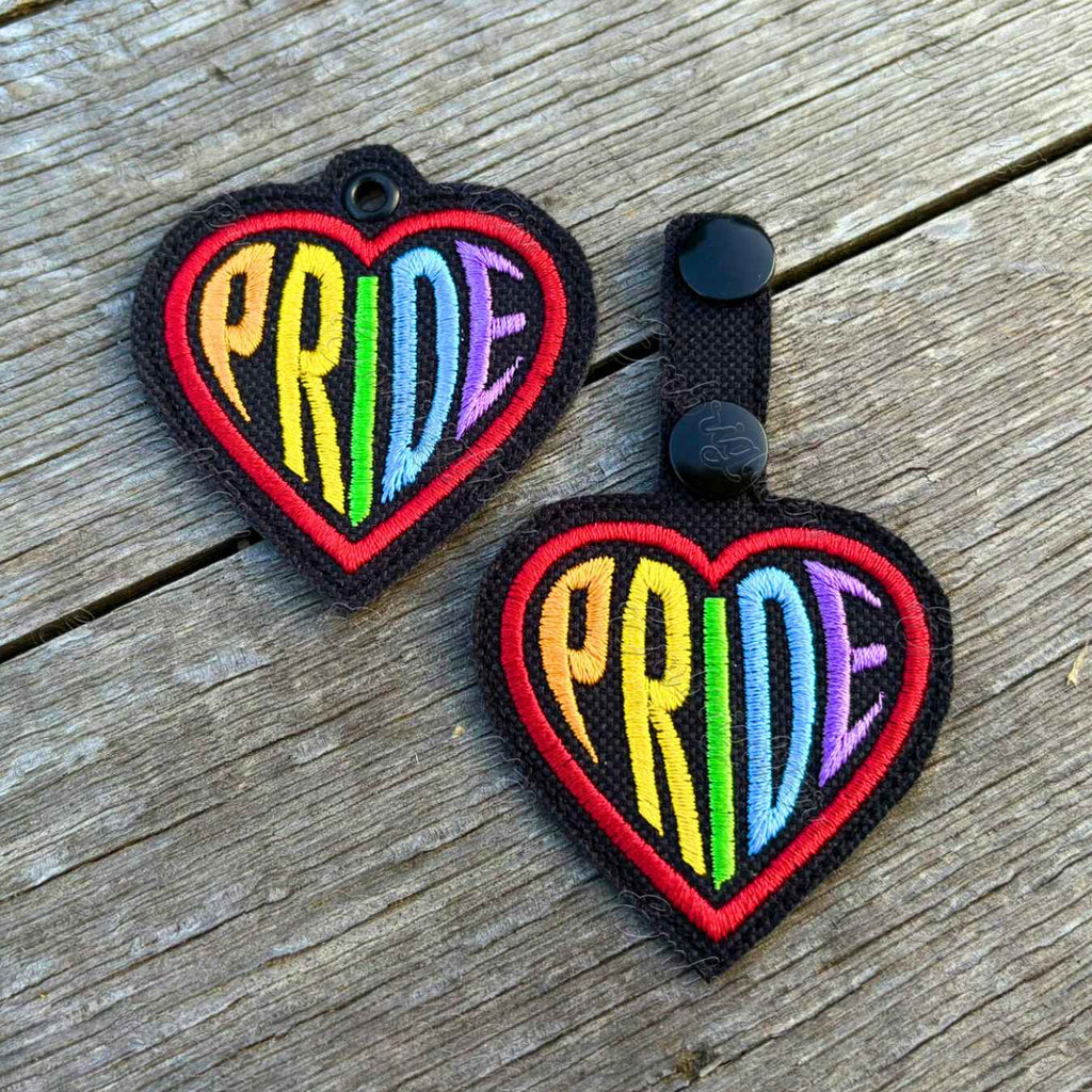 Rainbow Pride Heart Keychain ITH embroidery design