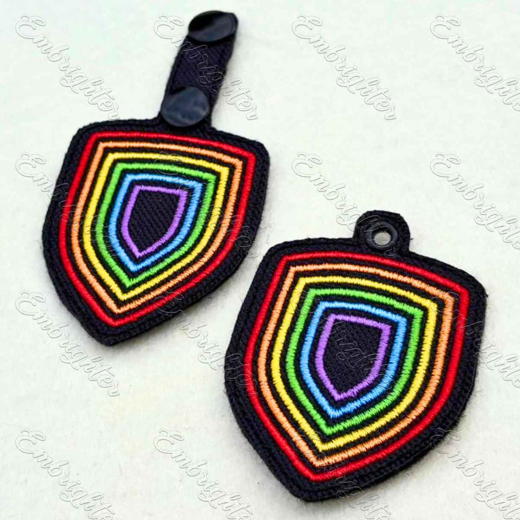 Rainbow Shield ITH Keychain Embroidery Design