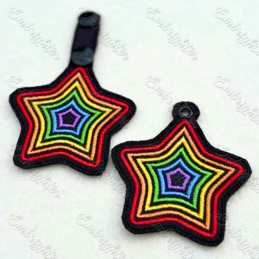 Rainbow Star ITH Keychain Embroidery Design