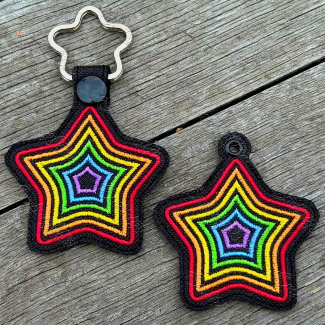 Rainbow Star ITH Keychain Embroidery Design – Embrighter