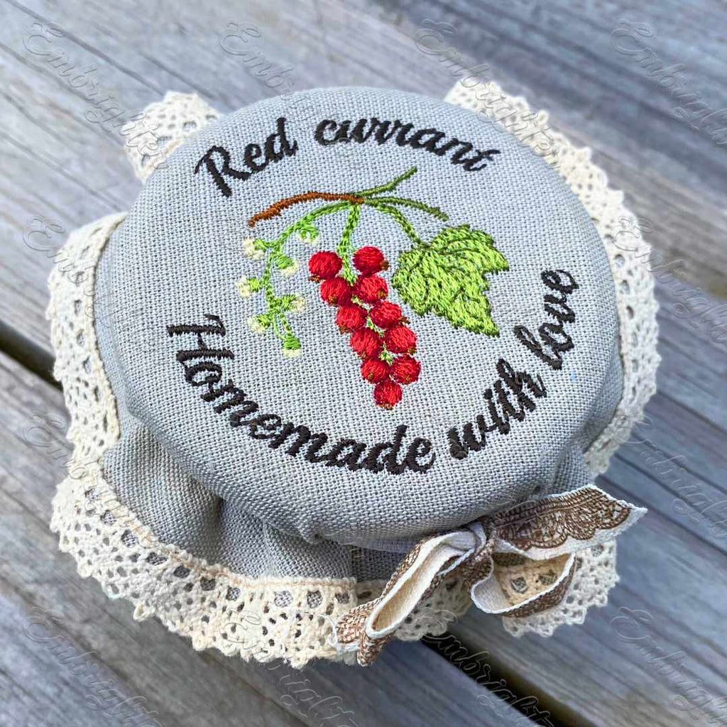 red currant jar lid cover embroidery design embrighter