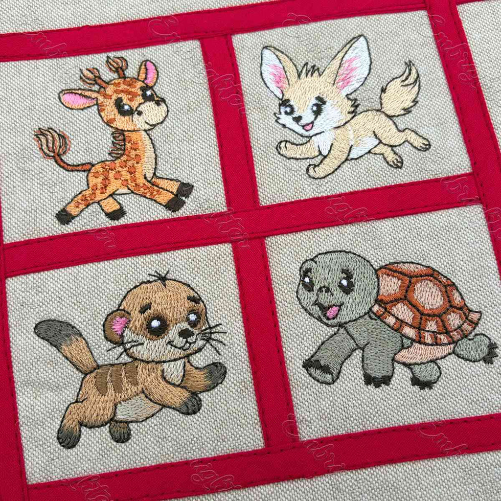 Scampering African Animals embroidery design set