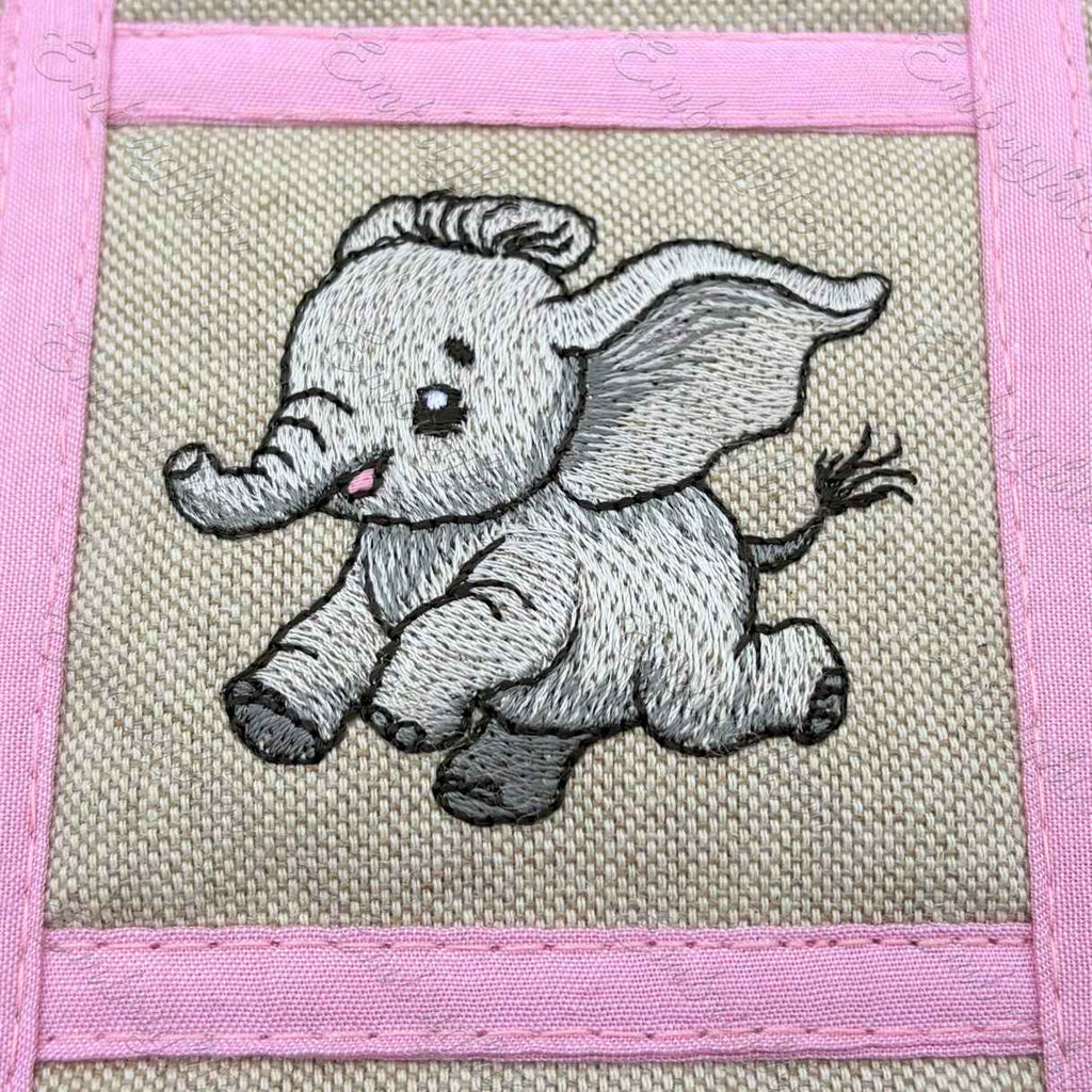 Scampering Elephant embroidery design