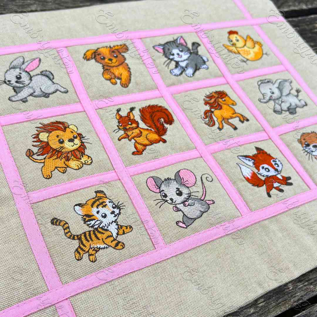 Scampering Friends embroidery design set