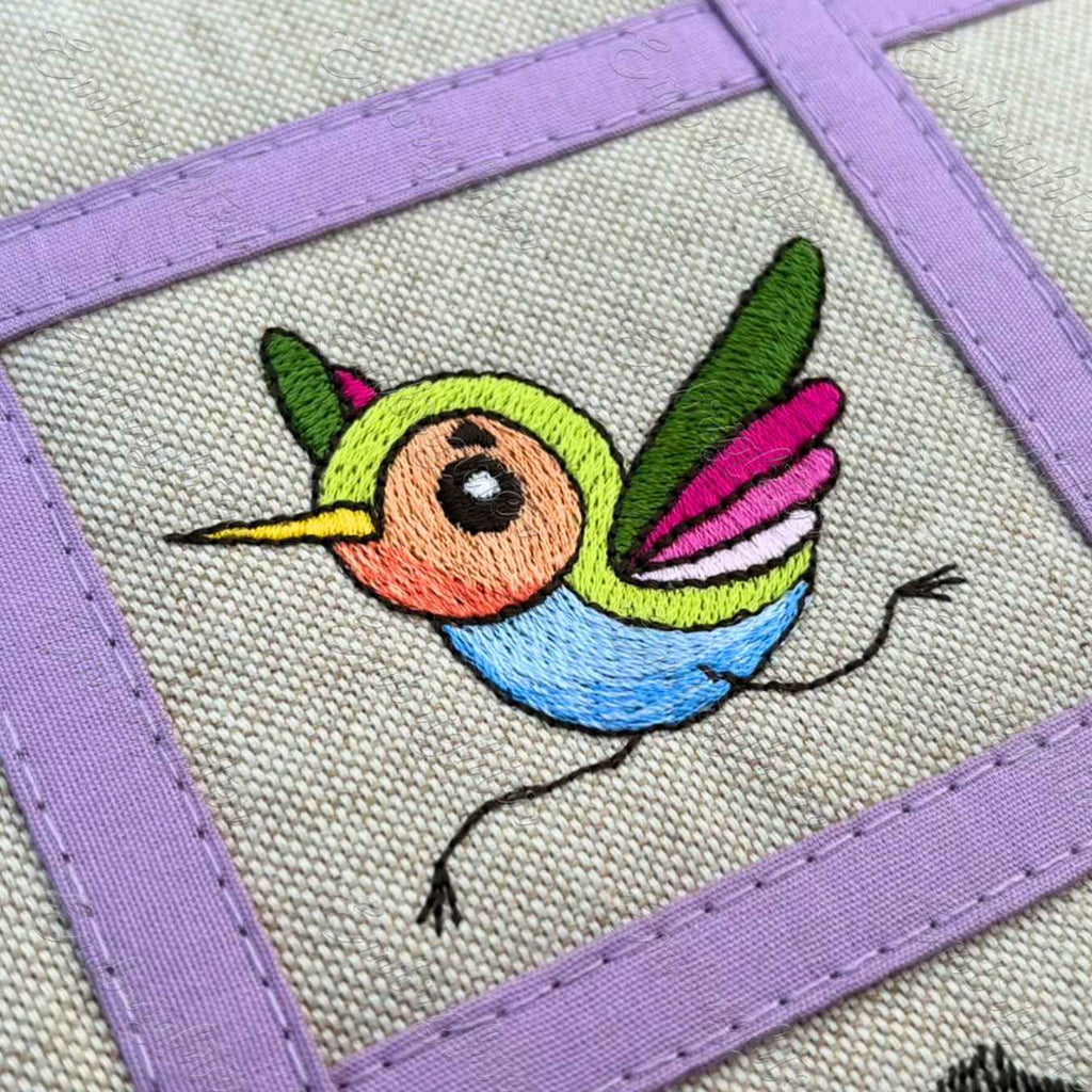 Scampering Hummingbird embroidery design