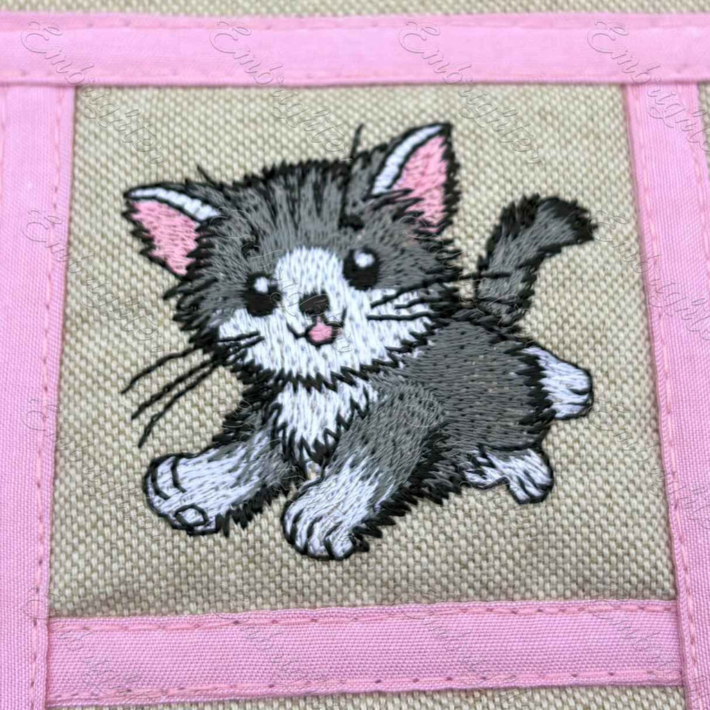 Scampering Kitten embroidery design