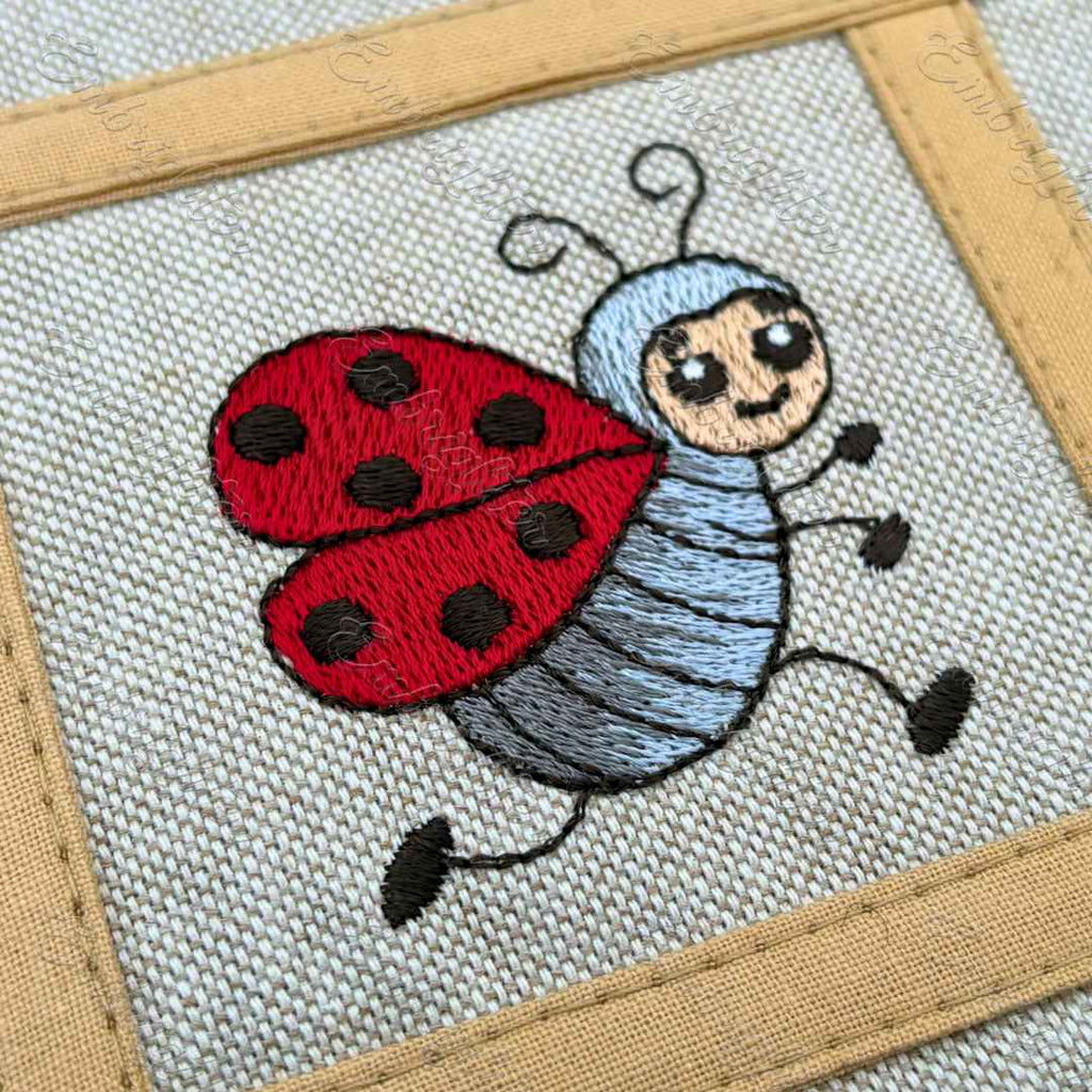 Scampering Ladybird embroidery design