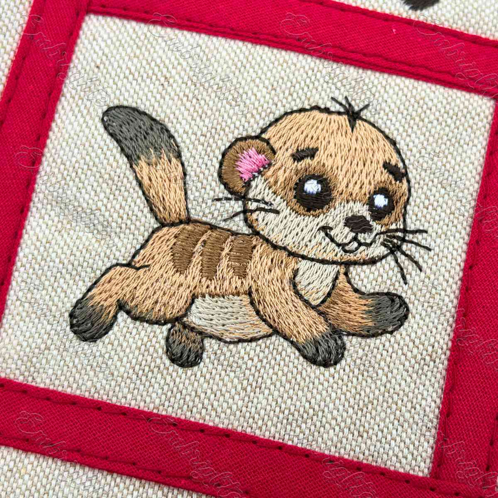 Scampering Meerkat embroidery design