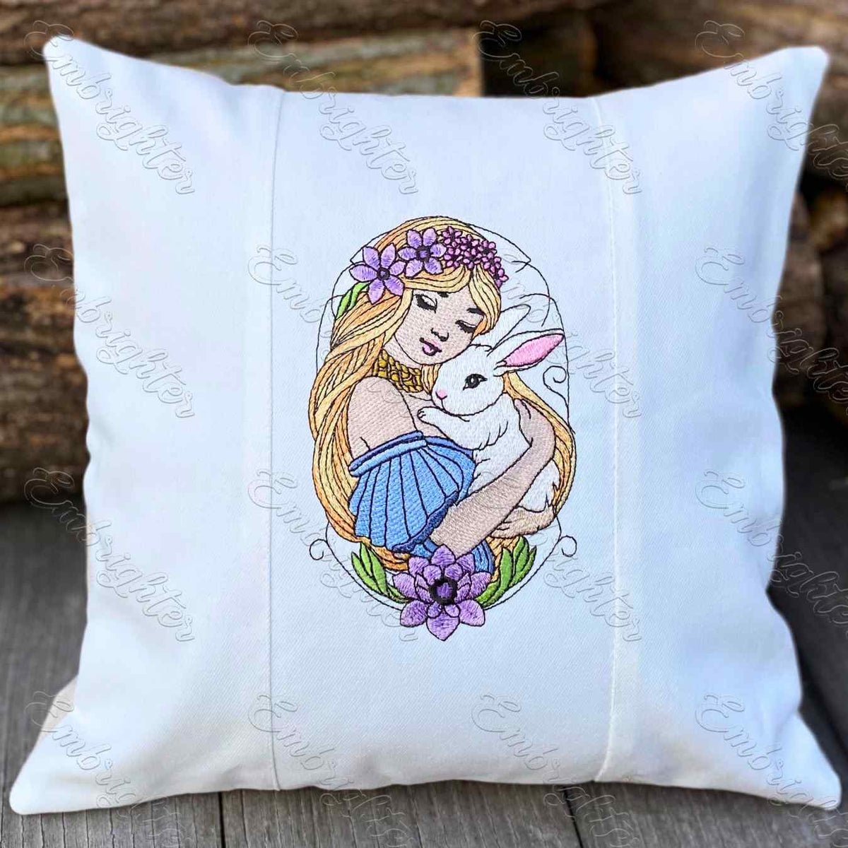 Spring Fairy with Bunny Easter machine embroidery design – Embrighter