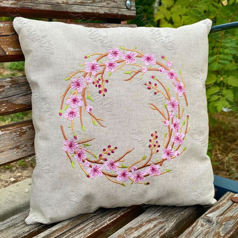 Spring wreath embroidery design