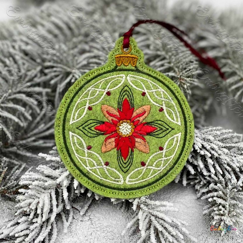 Winter Bloom Christmas Floral ornament ITH embroidery design