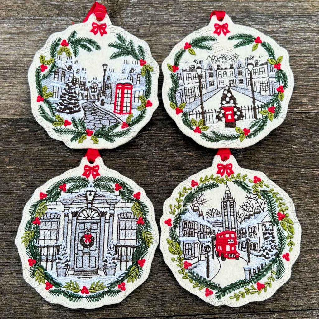 Winter City Ornament ITH Embroidery Design Set