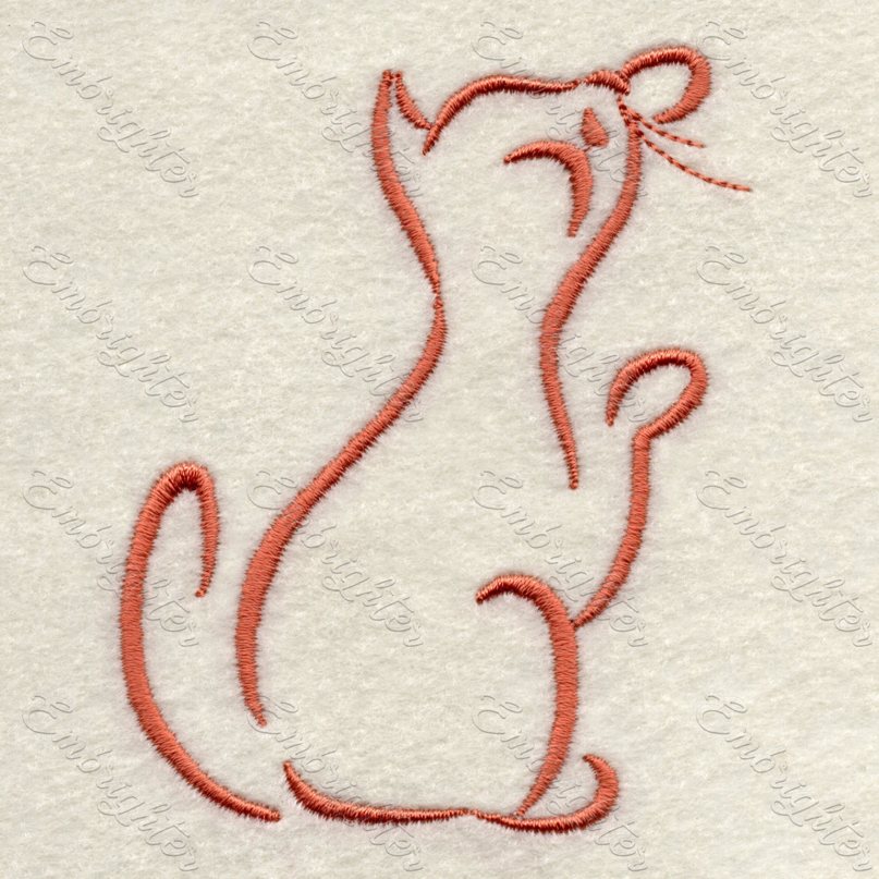 Machine embroidery design. Cute Line drawing cat 01.