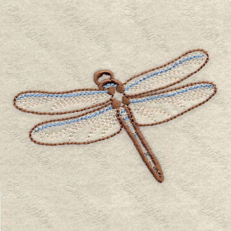 Machine embroidery design. Breakable Dragonfly in two sizes, from the Lake wildlife set. 