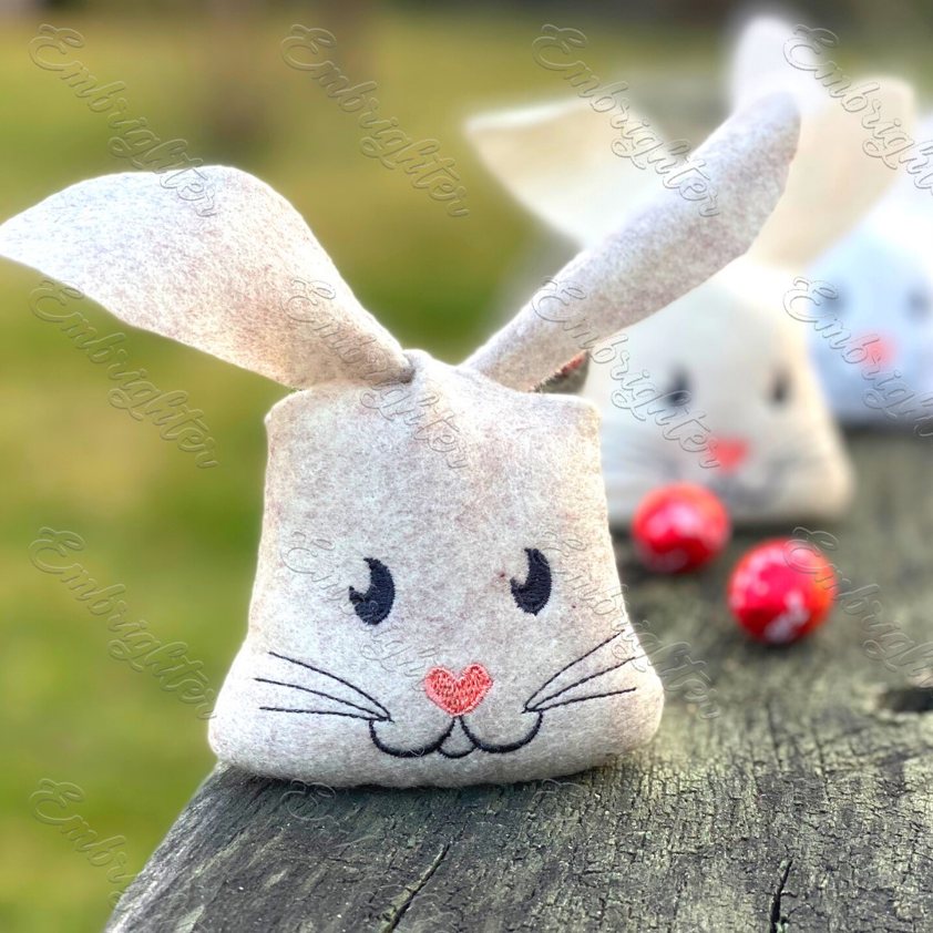 Easter bunny treat bag ITH embroidery design available in four