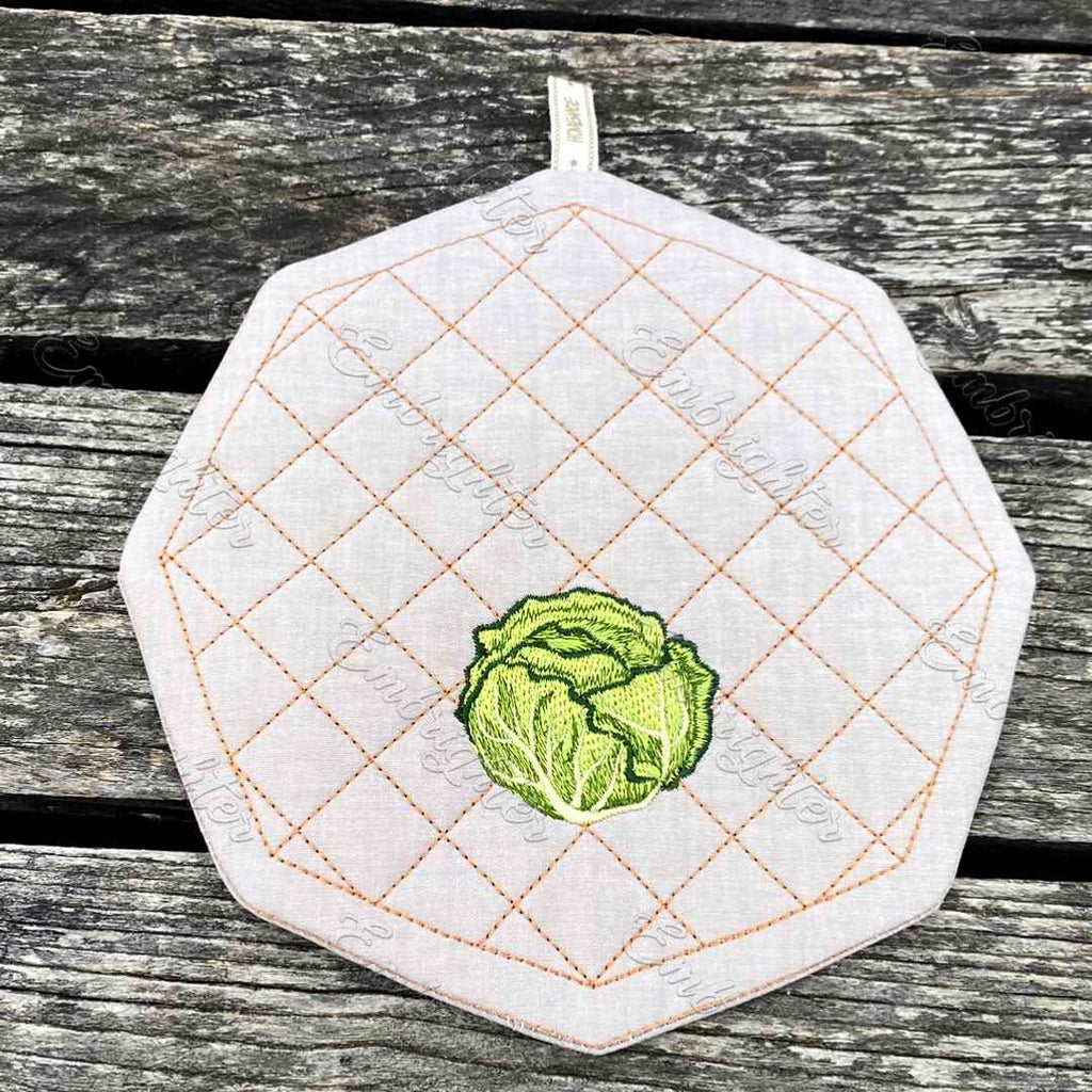 Customizable, blank ITH pot holder embroidery design set with 4 embroi