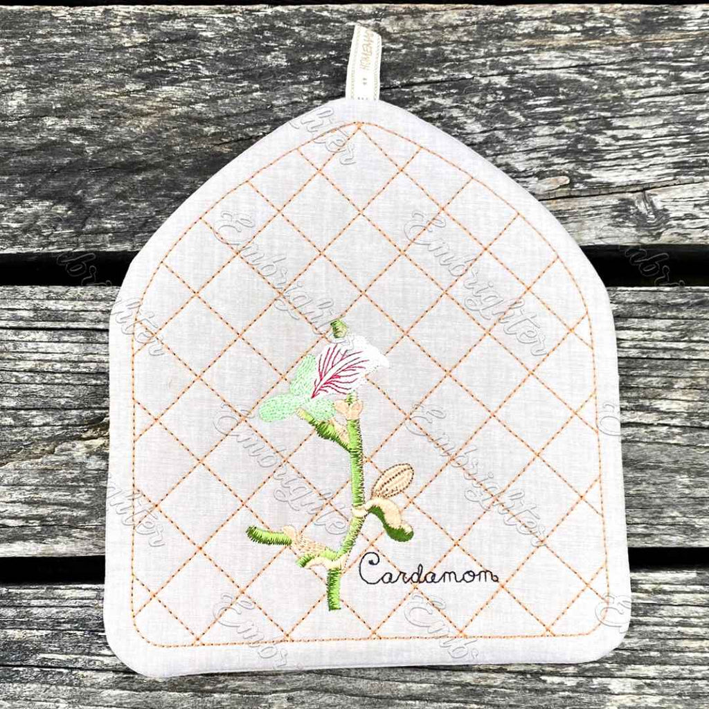 Customizable, blank ITH pot holder embroidery design set with 4 embroi