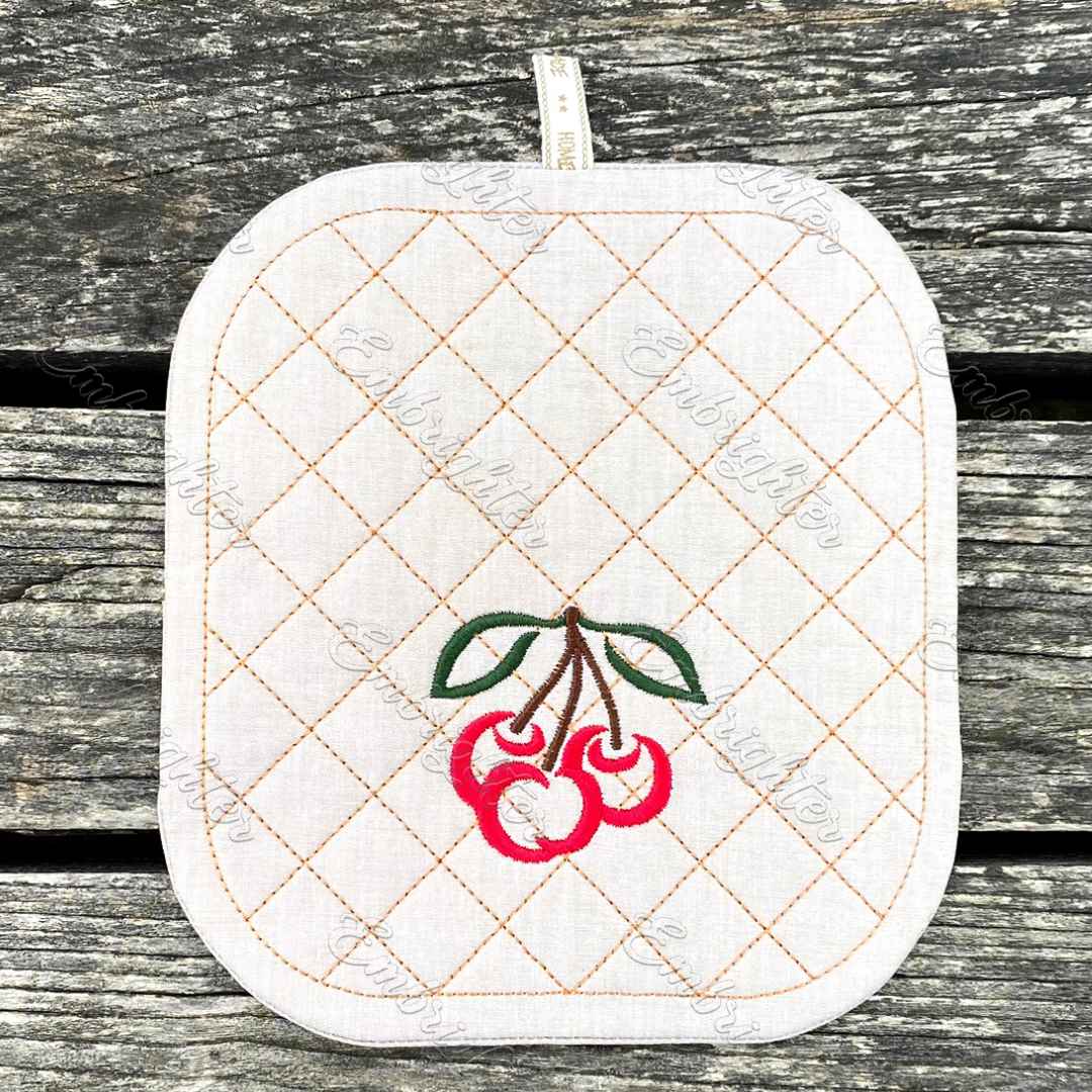Customizable, blank ITH pot holder embroidery design set with 4 embroi