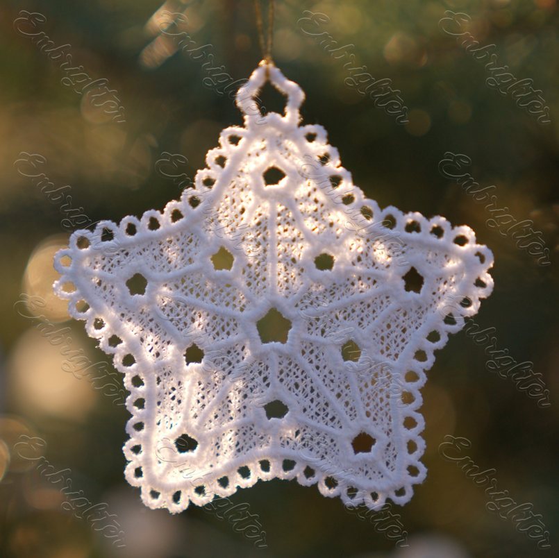 FSL Christmas star ornament machine embroidery design.