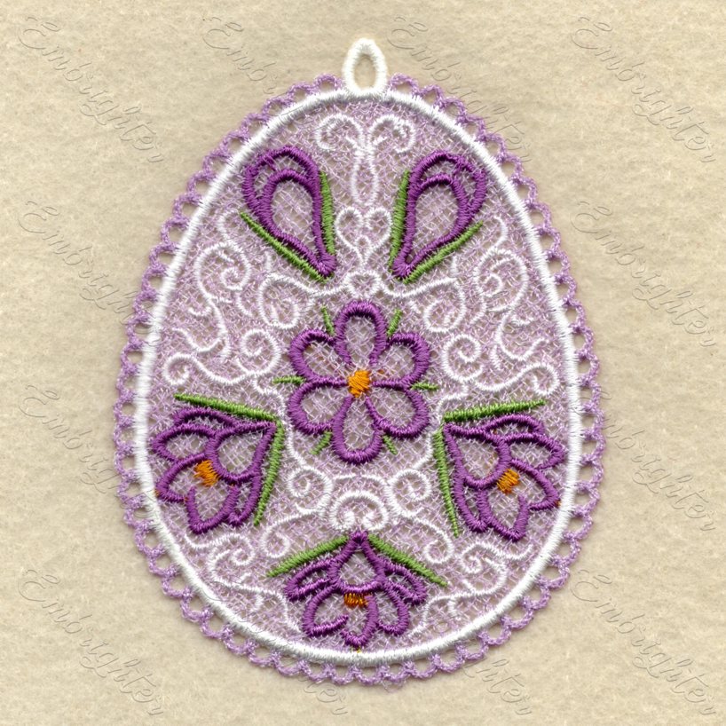 FSL crocus Easter egg embroidery design