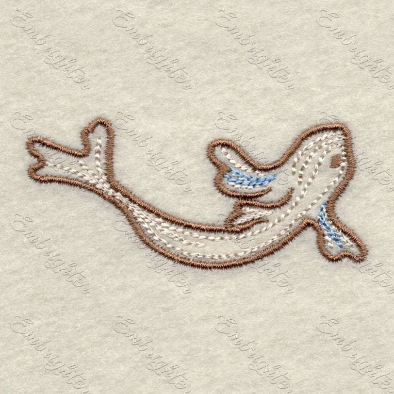 Machine embroidery design. Swimming fish in two sizes, from the Lake wildlife set.