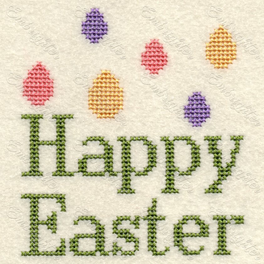 Happy Easter cross stitch machine embroidery design