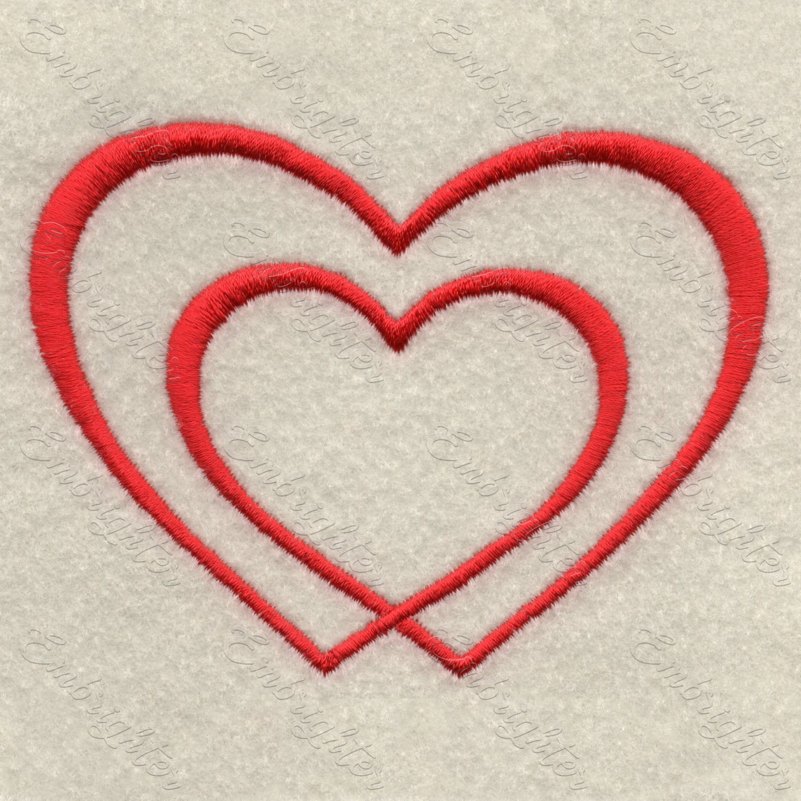 Machine embroidery design. Beautiful hearts in two sizes. Heart in the heart. Love is love. 