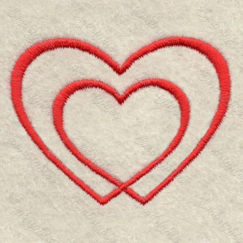 Machine embroidery design. Beautiful hearts in two sizes. Heart in the heart. Love is love. 