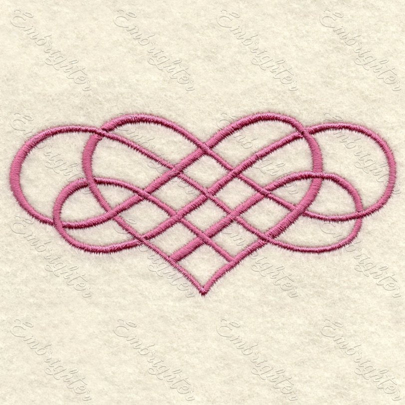 Machine embroidery design. Beautiful heart intertwined with infinity in two sizes.