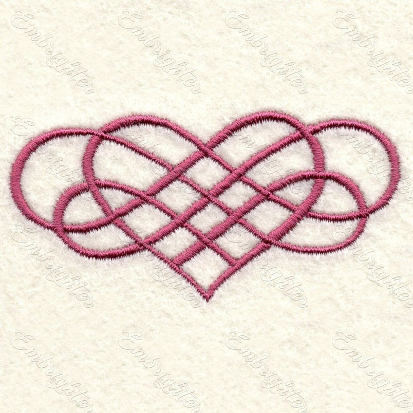 Machine embroidery design. Beautiful heart intertwined with infinity in two sizes.