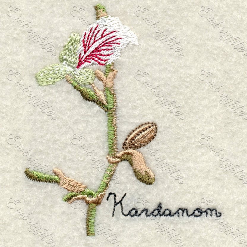 Kardamom Kräuter embroidery design set in two sizes ( in German )