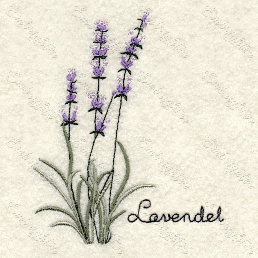 Lavendel Kräuter embroidery design set in two sizes ( in German )