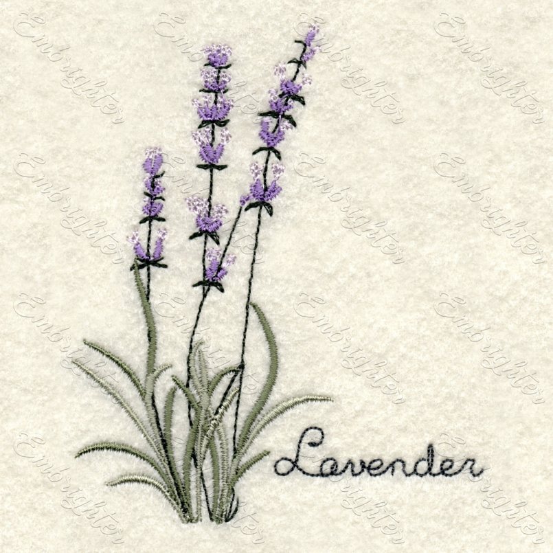 Machine embroidery design. Real looking lavender in two sizes. 
