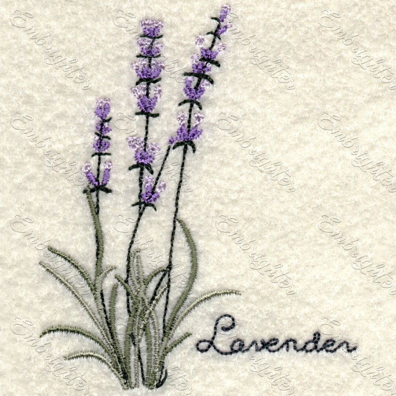 Machine embroidery design. Real looking lavender in two sizes. 