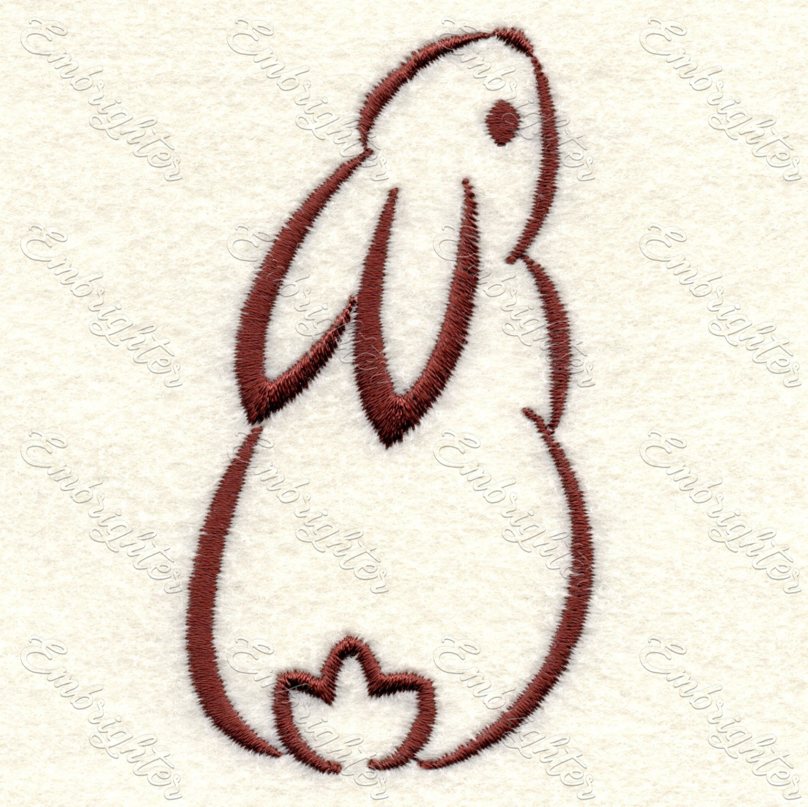 cute line drawing bunny embroidery design