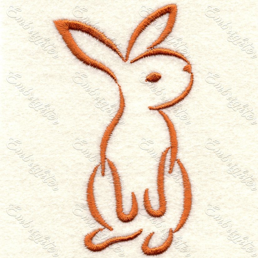cute line drawing bunny embroidery design