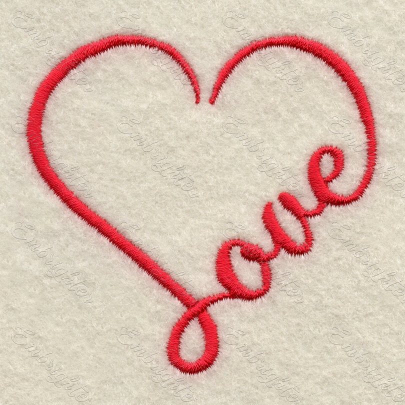 Machine embroidery design. Lovely Love heart in two sizes. Love is love. 