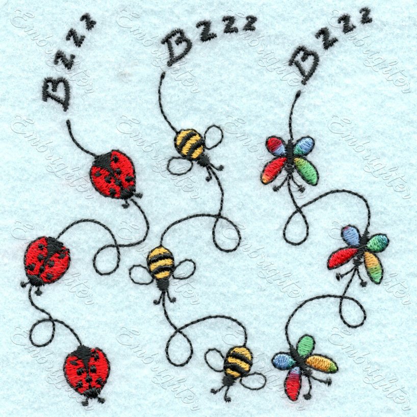 Bzzz - flying insects embroidery design set – Embrighter