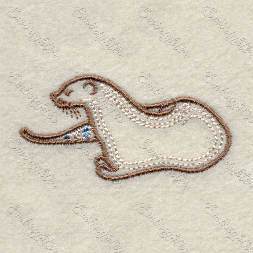 Machine embroidery design. Obserrver otter in two sizes, from the Lake wildlife set.