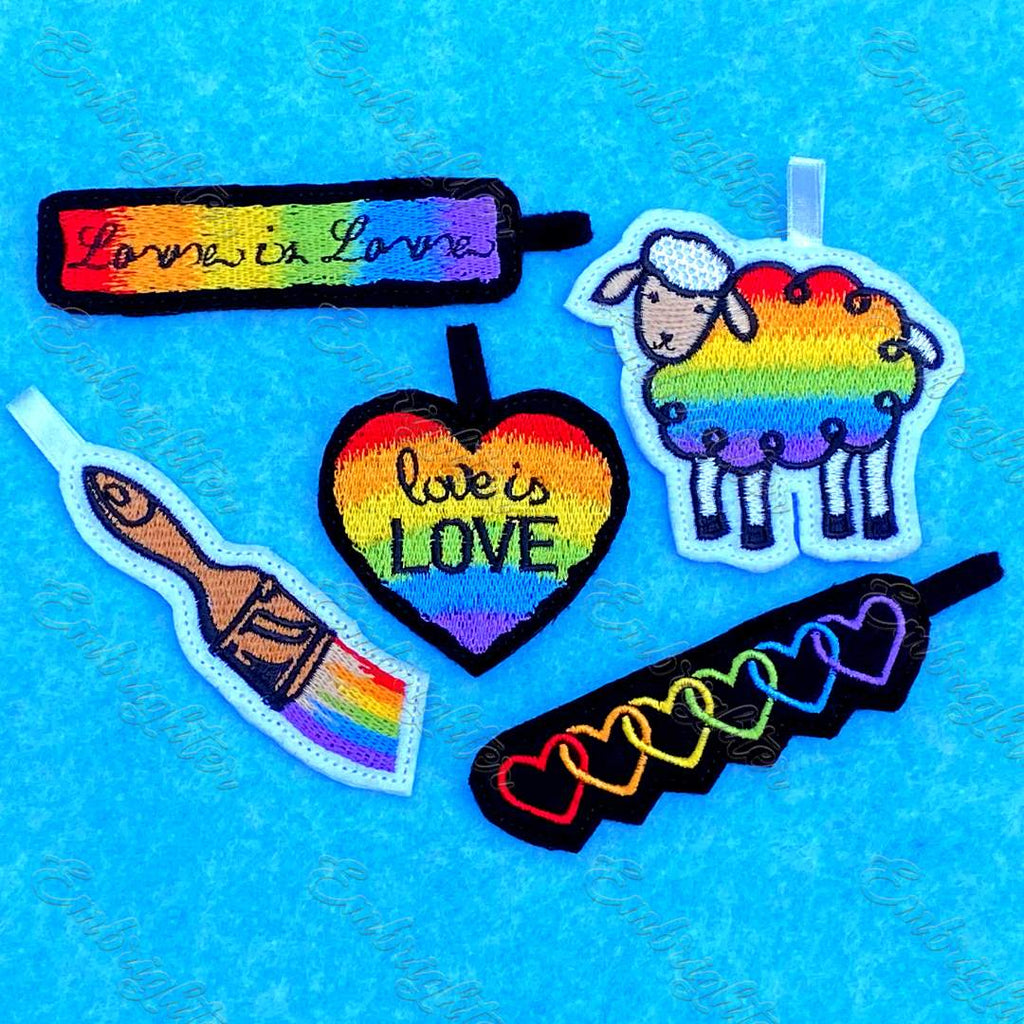 Rainbow PRIDE keychain ITH embroidery design set