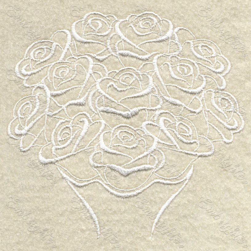 Machine embroidery design. Gorgeous rose bouquet in two sizes. Useful for weddings. 
