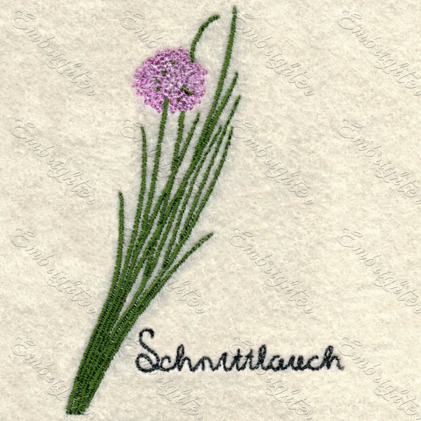 Schnittlauch Kräuter embroidery design set in two sizes ( in German )