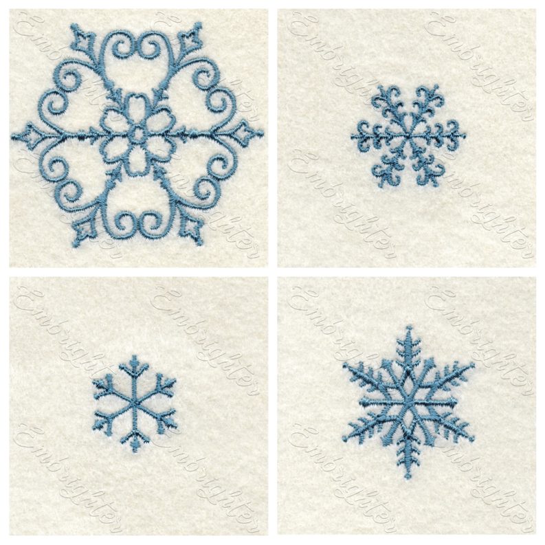 Machine embroidery design. Beautiful snowflake set, useful for Christmas time. 