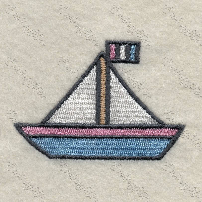 Machine embroidery design. Cute baby sea boat for the little ones.