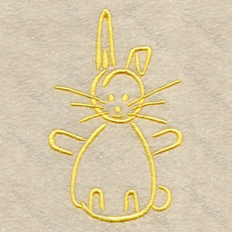 Machine embroidery design. Sweet line drawing bunny with wiskers. Not just for kids.