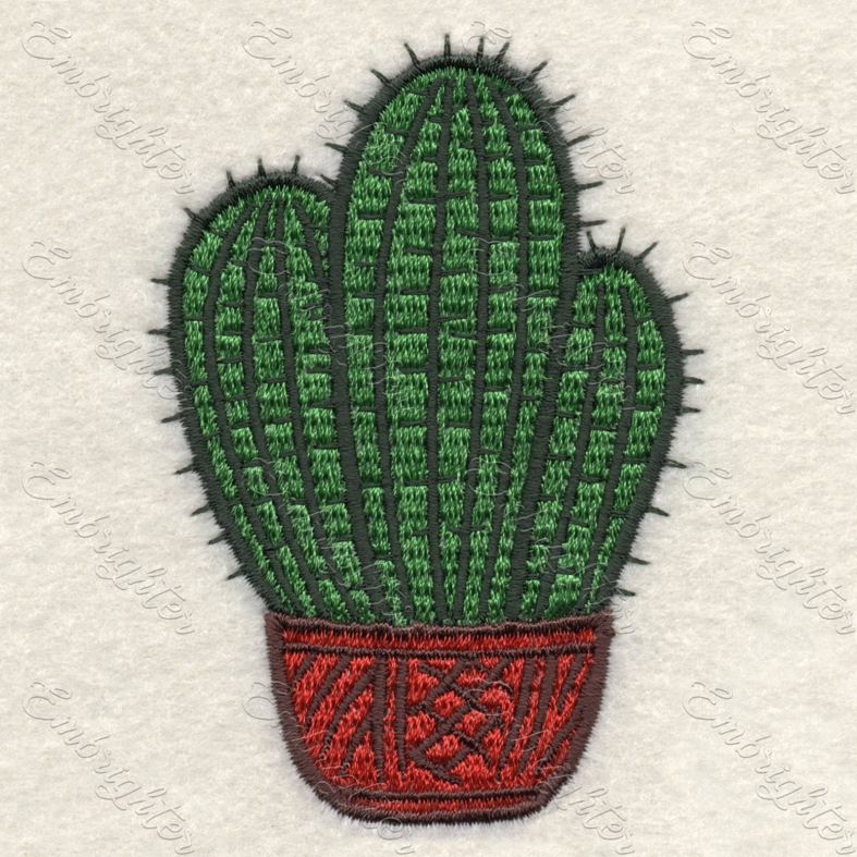 Machine embroidery design. Charming cactus pattern 01. 