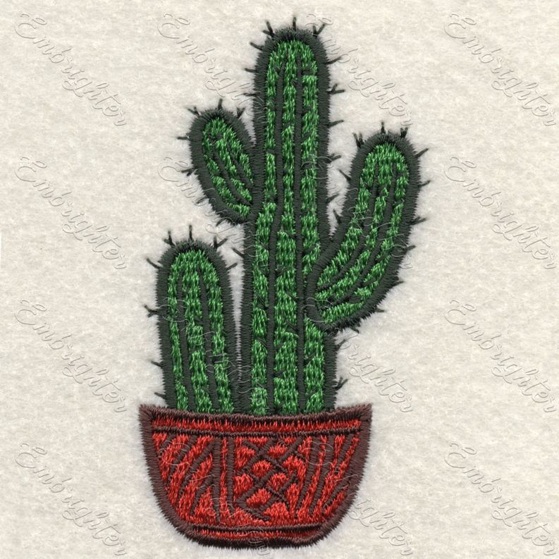 Machine embroidery design. Charming cactus pattern 04.