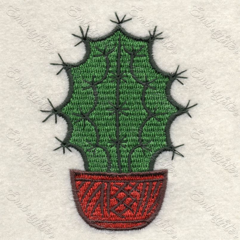 Machine embroidery design. Charming cactus pattern 07. 